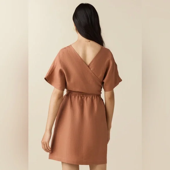 Vetta The Convertible Wrap Mini linen blend Dress in new clay - Picture 9 of 14
